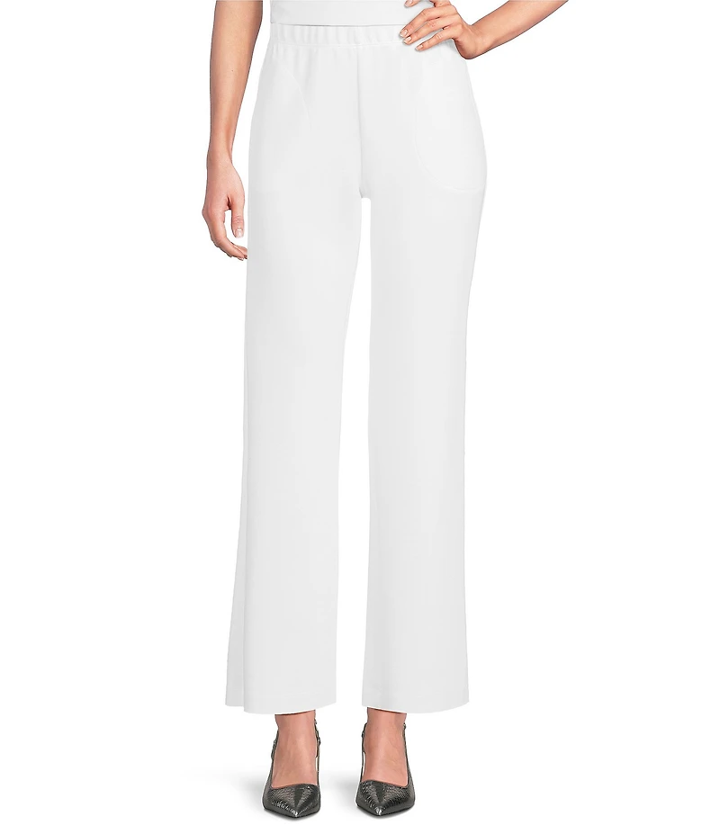 IC Collection Knit Elastic Waist Coordinating Wide Leg Pull-On Coordinating Ankle Pants