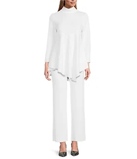 IC Collection Knit Elastic Waist Coordinating Wide Leg Pull-On Coordinating Ankle Pants