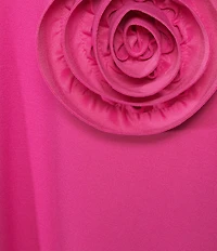 IC Collection Knit Floral Patch Appliques Round Neck Long Sleeve Fit & Flare Midi Dress