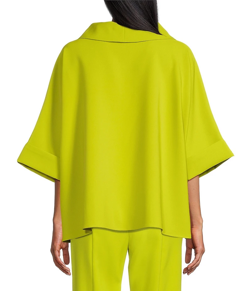 IC Collection Knit Fold Funnel Neck Elbow Sleeve Floral Applique Tunic