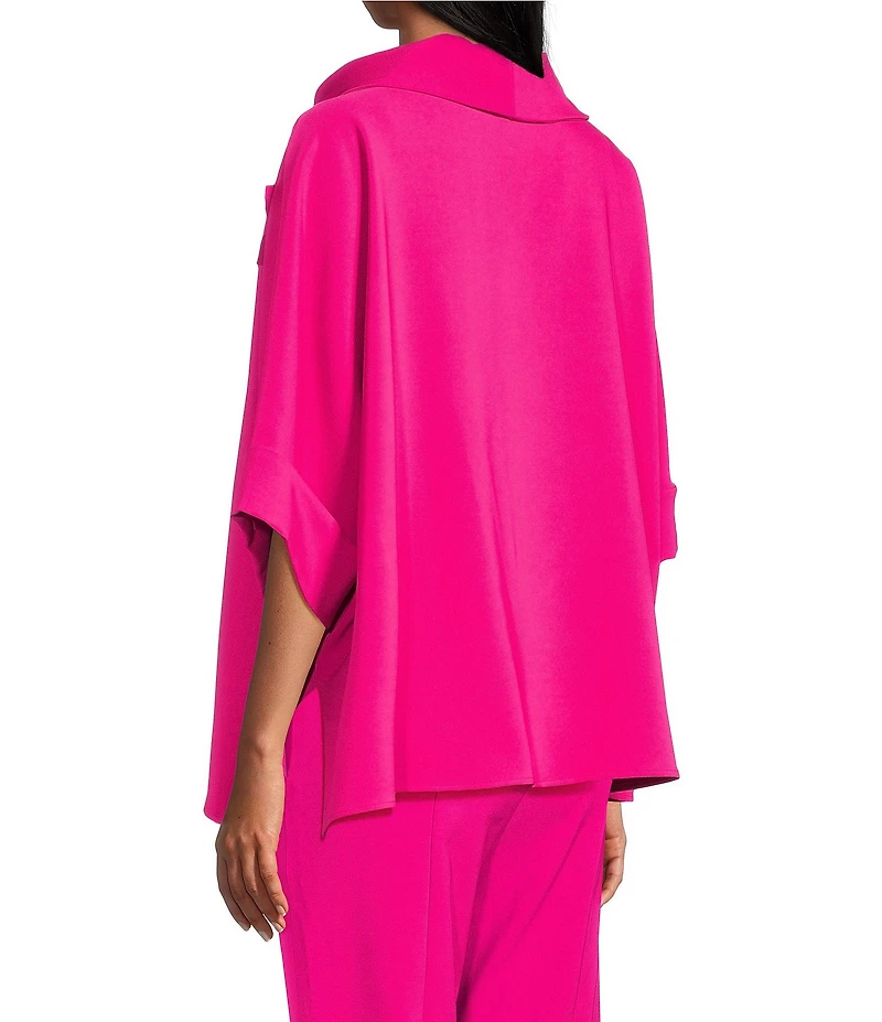 IC Collection Knit Fold Funnel Neck Elbow Sleeve Floral Applique Tunic