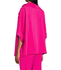 IC Collection Knit Fold Funnel Neck Elbow Sleeve Floral Applique Tunic