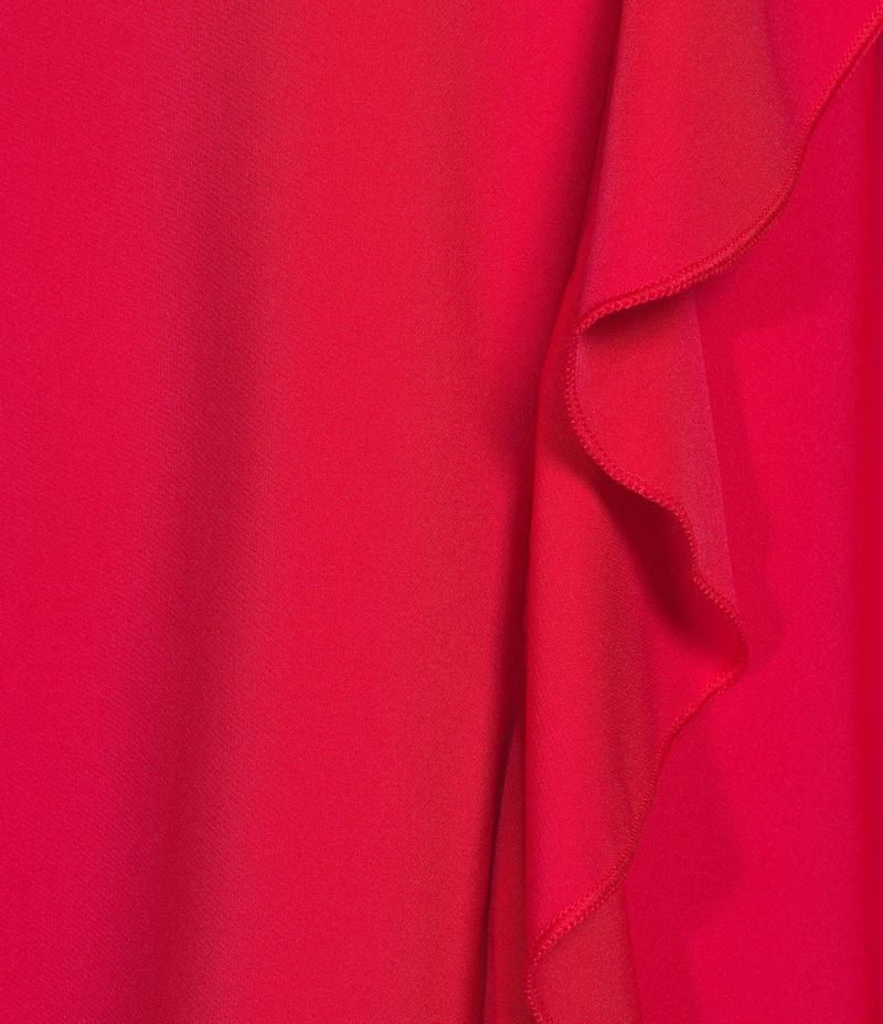 IC Collection Knit Funnel Fold Over Neck 3/4 Sleeve Ruffle Tunic