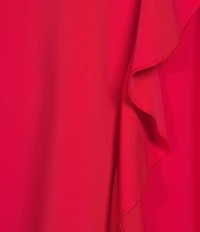 IC Collection Knit Funnel Fold Over Neck 3/4 Sleeve Ruffle Tunic