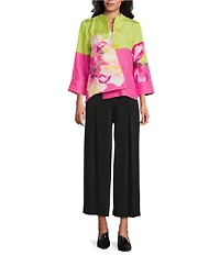 IC Collection Knit Pleated Wide Leg Pull-On Pants