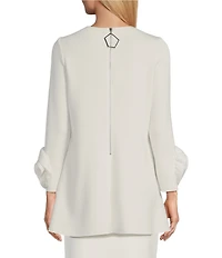 IC Collection Knit Round Neck Long Sleeve Rosette Cuff Tunic