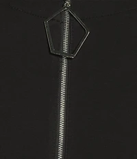 IC Collection Knit Round Neck Long Sleeve Rosette Cuff Tunic