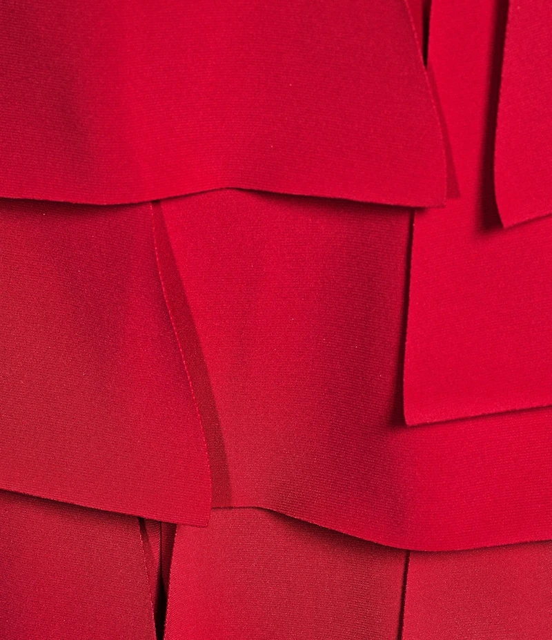 IC Collection Knit Round Neck Sleeveless Tiered Ruffle Asymmetrical Maxi Dress