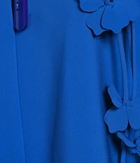 IC Collection Knit Stand Collar Bracelet Sleeve 3D Flower Applique Asymmetrical Hem Jacket