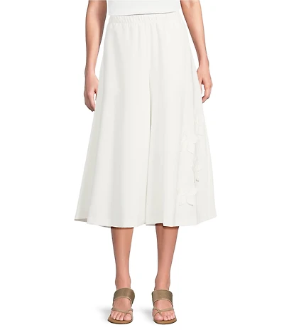 IC Collection Knit Wide Leg Floral Applique Palazo Pants
