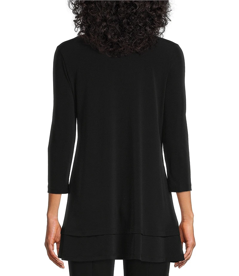 IC Collection Round Neck 3/4 Sleeve Knit Jersey Layered Tunic