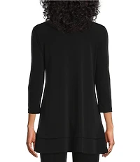 IC Collection Round Neck 3/4 Sleeve Knit Jersey Layered Tunic