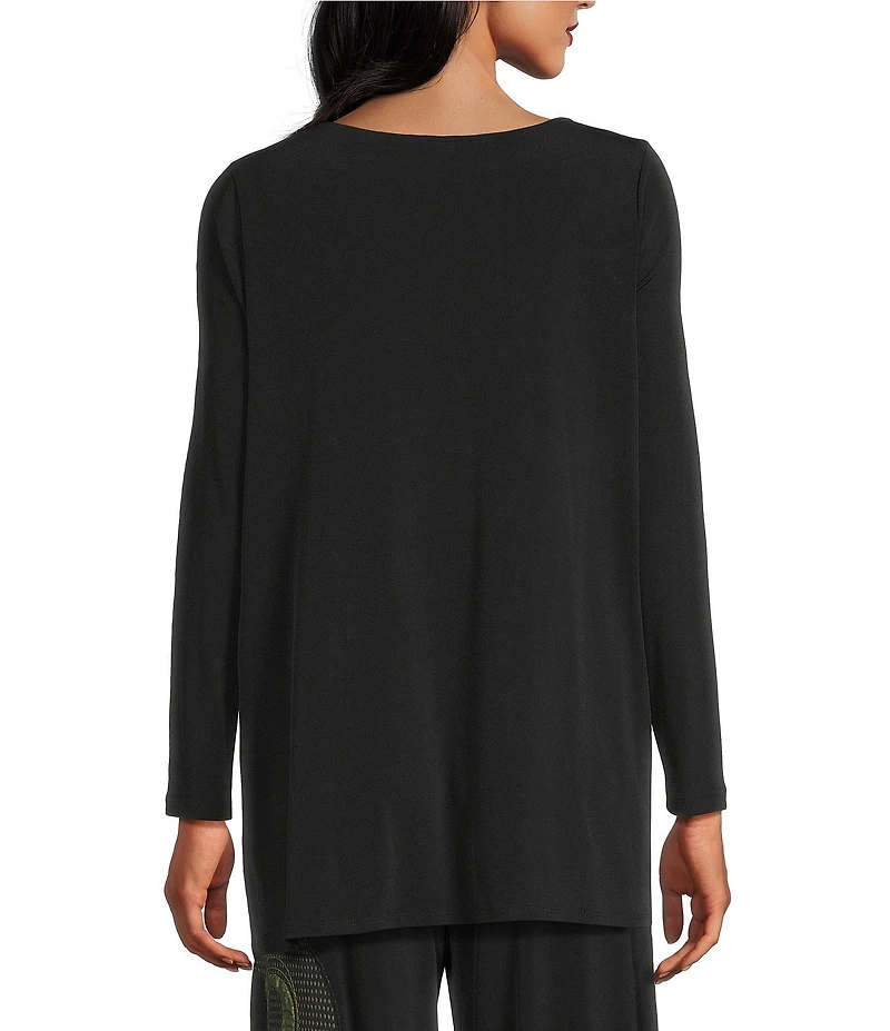 IC Collection Moon Dot Coordinating Jacquard Knit Scoop Neck Long Sleeve Asymmetrical Top