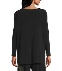 IC Collection Moon Dot Coordinating Jacquard Knit Scoop Neck Long Sleeve Asymmetrical Top
