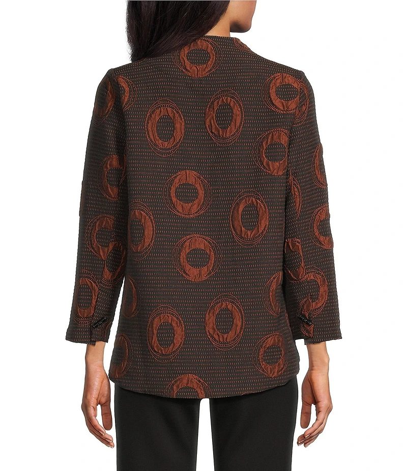 IC Collection Moon Dot Jacquard High Collar Long Sleeve Asymmetrical Jacket