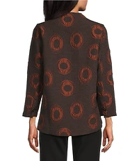 IC Collection Moon Dot Jacquard High Collar Long Sleeve Asymmetrical Jacket