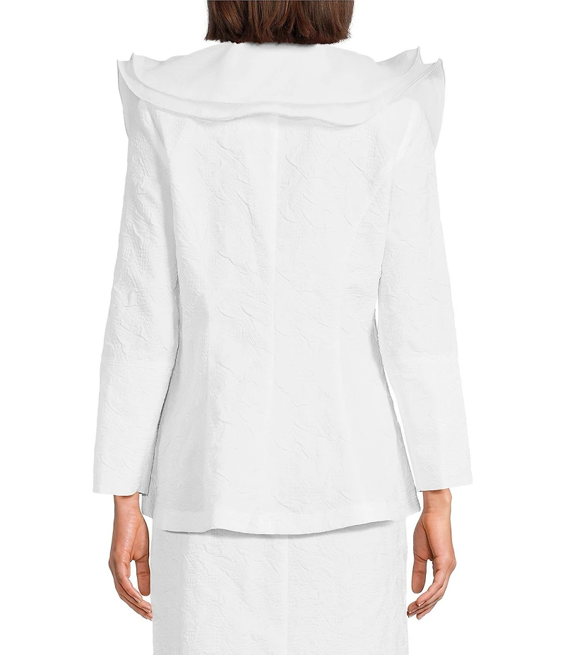 IC Collection Organza Ruffle V-Neck Long Sleeve Jacket