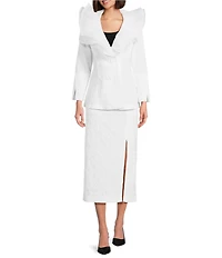 IC Collection Organza Ruffle V-Neck Long Sleeve Jacket