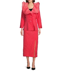 IC Collection Organza Ruffle V-Neck Long Sleeve Jacket