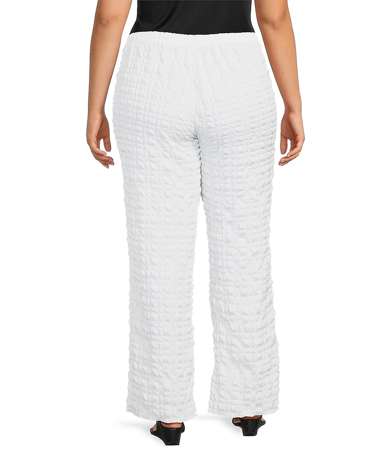 IC Collection Plus Bubble Check Elastic Waist Straight Leg Pants