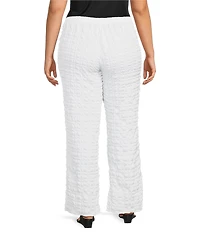 IC Collection Plus Bubble Check Elastic Waist Straight Leg Pants