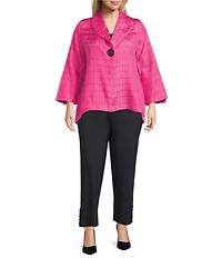 IC Collection Plus Crinkle Jacquard Shawl Collar Long Sleeve Jacket