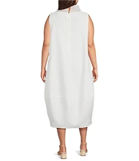 IC Collection Plus High Neck Sheer Trim Sleeveless Balloon Dress