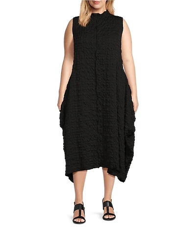 IC Collection Plus Size High Mock Neck Sleeveless Waistless Dress
