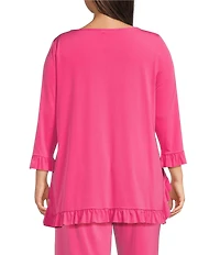 IC Collection Plus Knit Boat Neck 3/4 Ruffle Sleeve Flounce Tunic