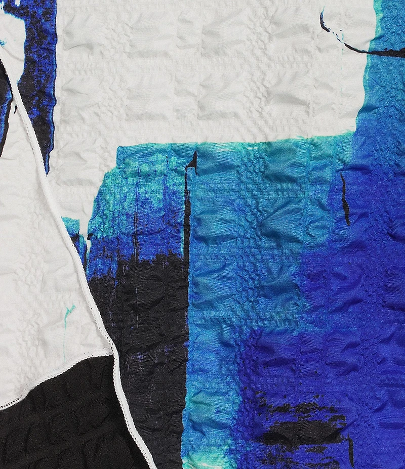 IC Collection Plus Pucker Mesh Abstratc Print Scoop Neck Bracelet Sleeve Tunic