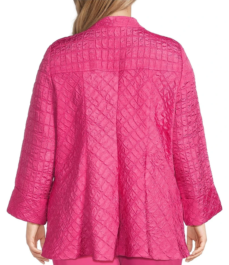 IC Collection Plus Size Crinkle Jacquard High Neck Bracelet Sleeve Fit-And-Flare Jacket