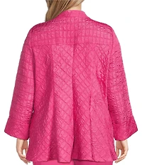 IC Collection Plus Size Crinkle Jacquard High Neck Bracelet Sleeve Fit-And-Flare Jacket