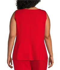 IC Collection Plus Size Knit Crepe Boat Neck Sleeveless Tank