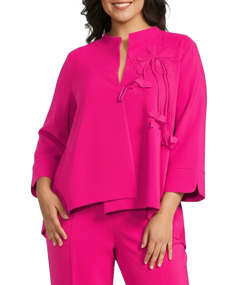 IC Collection Plus Size Knit Stand Collar Bracelet Sleeve 3D Flower Jacket