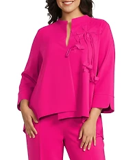 IC Collection Plus Size Knit Stand Collar Bracelet Sleeve 3D Flower Jacket