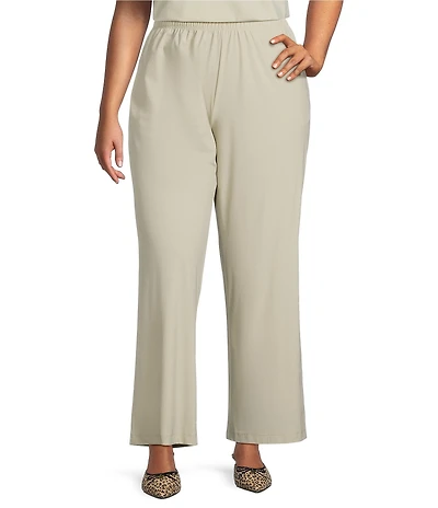IC Collection Plus Size Prada Knit Elastic Straight Leg Pants
