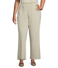 IC Collection Plus Size Prada Knit Elastic Straight Leg Pants