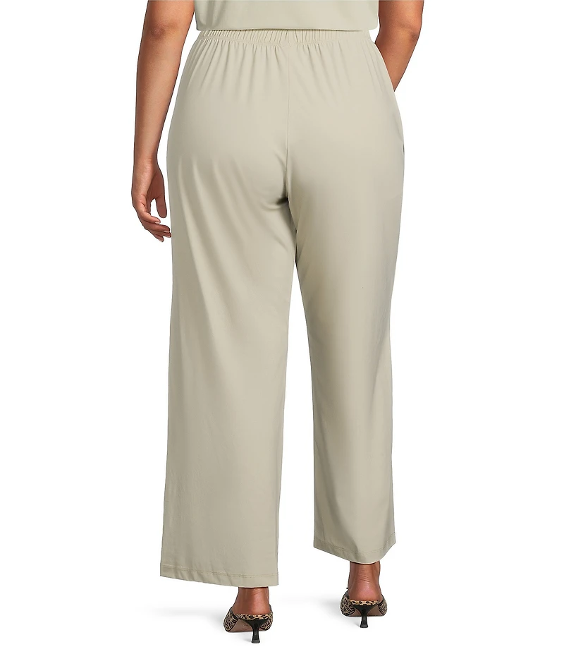 IC Collection Plus Size Prada Knit Elastic Straight Leg Pants