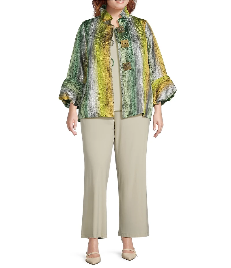 IC Collection Plus Size Prada Knit Elastic Straight Leg Pants
