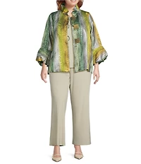 IC Collection Plus Size Prada Knit Elastic Straight Leg Pants