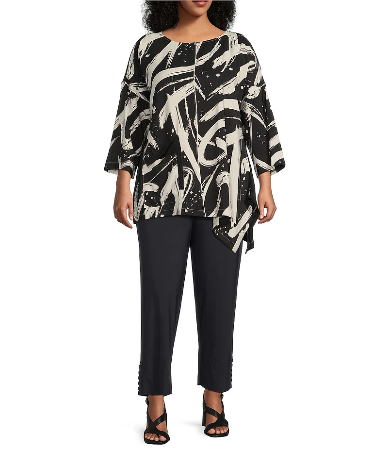 IC Collection Plus Size Slim Stretch Knit Cropped Pants