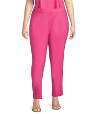 IC Collection Plus Size Stretch Woven Slim Leg Slit Hem Ankle Pants