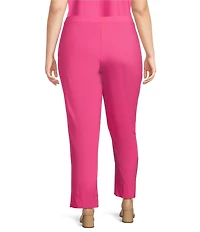 IC Collection Plus Size Stretch Woven Slim Leg Slit Hem Ankle Pants