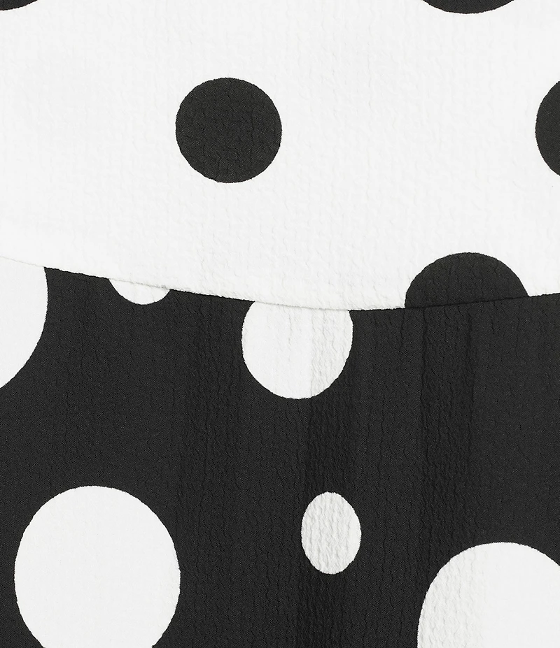 IC Collection Plus Size Woven Dot Combo Print High Neck Bracelet Sleeve Jacket