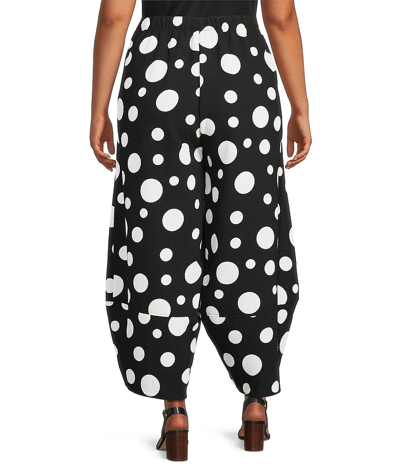 IC Collection Plus Size Woven Dot Print Elastic Waist Tulip Hem Crop Pants