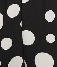 IC Collection Plus Size Woven Dot Print Elastic Waist Tulip Hem Crop Pants