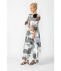 IC Collection Printed Mesh Elastic Waist Wide Leg Pull-On Coordinating Pants