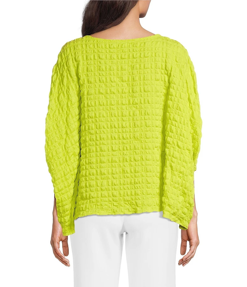 IC Collection Pucker Boat Neck Dolman Sleeve Overlap Popover Top