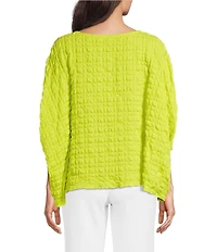 IC Collection Pucker Boat Neck Dolman Sleeve Overlap Popover Top
