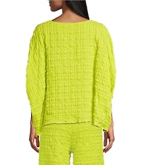 IC Collection Pucker Boat Neck Dolman Sleeve Overlap Popover Top
